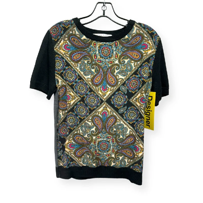 Personal Charm Paisley Knit Multi Top Short Sleeve Designer Trina Turk, Size S