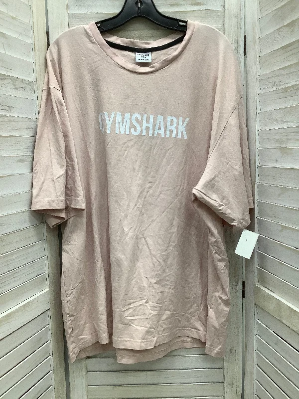 Innovative Design Pink Athletic Top Short Sleeve Gym Shark, Size Xxxl