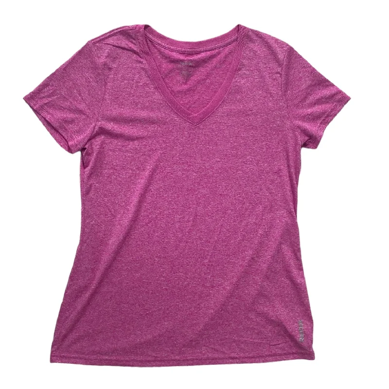 Simple Solid Color Pink Athletic Top Short Sleeve Reebok, Size L