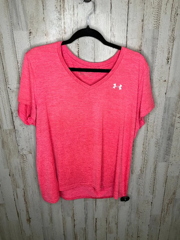 Comfortable Tops Pink Athletic Top Short Sleeve Under Armour, Size Xxl