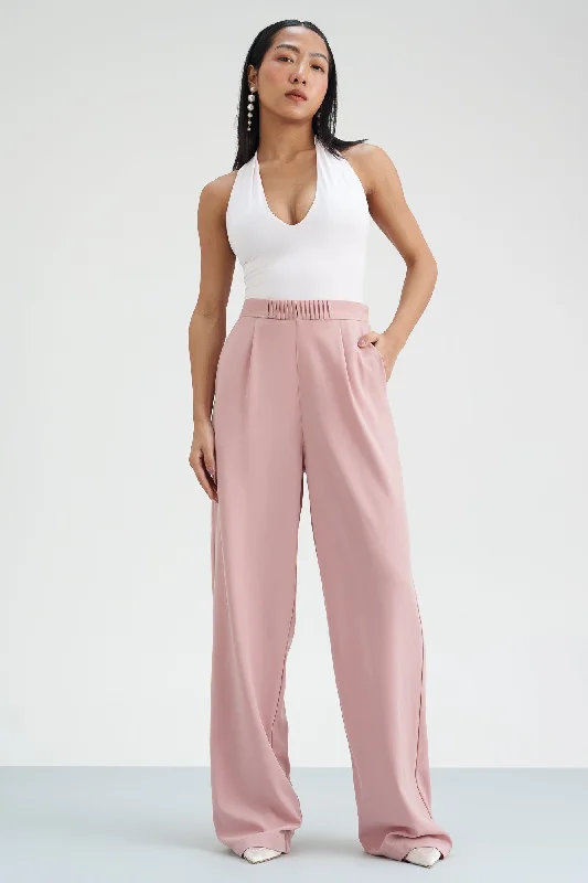 College Style Pink Panther Pleated Waistband Korean Pants