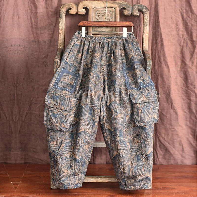Fashionable In The Times Plus Size Winter Cotton Padded Casual Wide Leg Pants