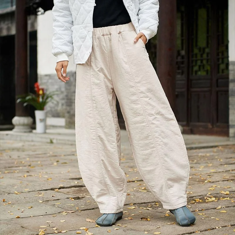 Printed Patterns Plus Size Winter Retro Bloomers Cotton Padded Pants