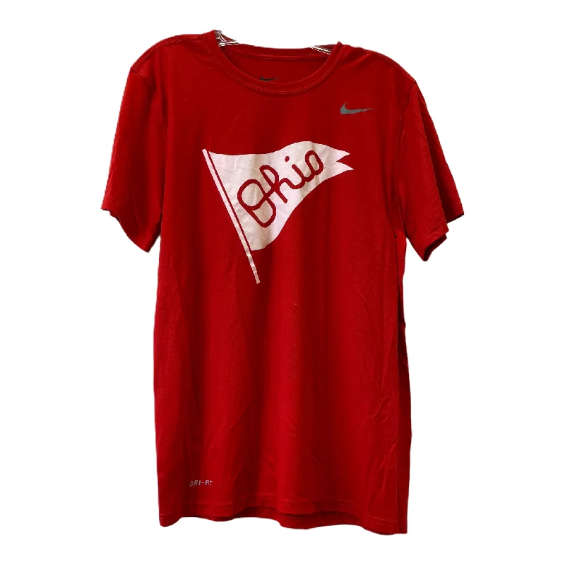 Exquisite Embroidery Red Athletic Top Short Sleeve By Nike, Size: M