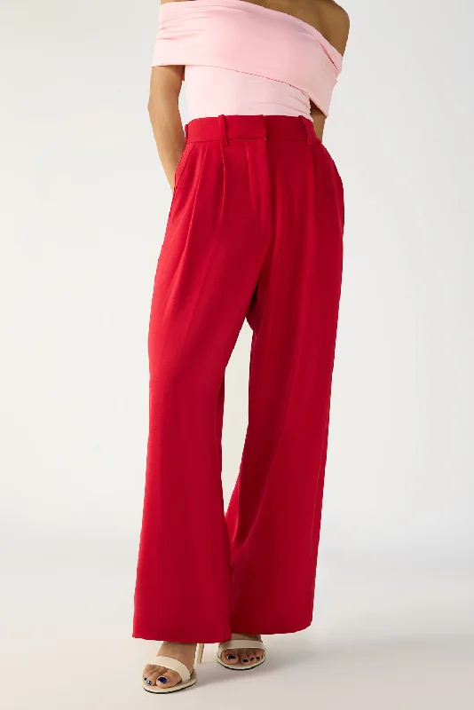 Effortless Looks Ruby Red Adjustable Korean Pants