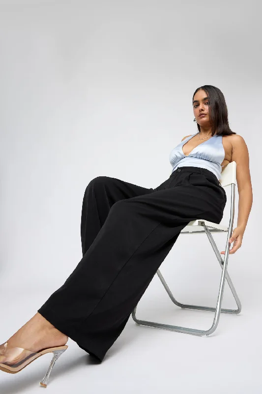 Exquisite Embroidery Noir Super Flared Korean Pants