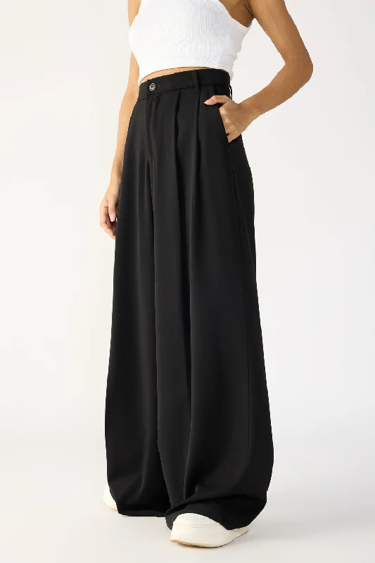 Luxury And Elegant Silken Black Flared Formal Korean Pants