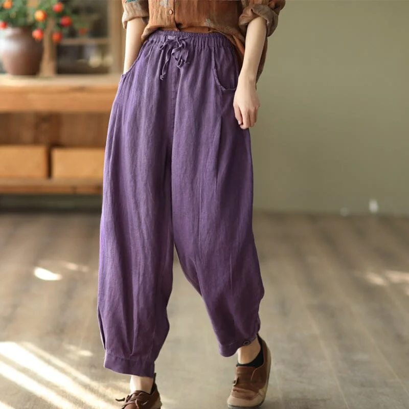 Cozy Essentials Wear Spring Retro Linen Loose Bloomers Casual Pants