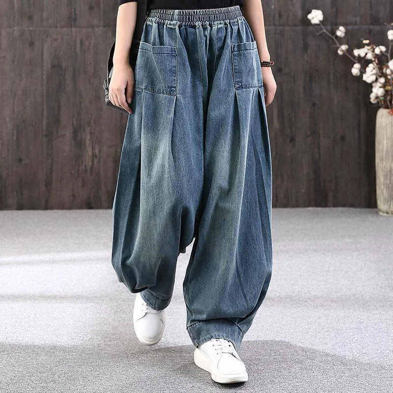 Fresh And Elegant Spring Retro Loose Casual Cotton Wide Leg Pants