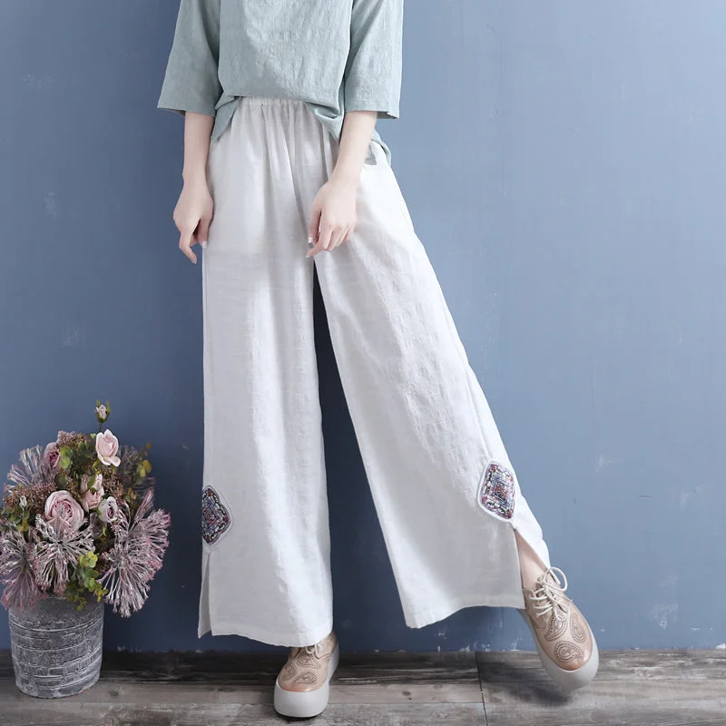 Eye-catching Personality Spring Summer Women Retro Loose Patchwork Split Bottom Pants