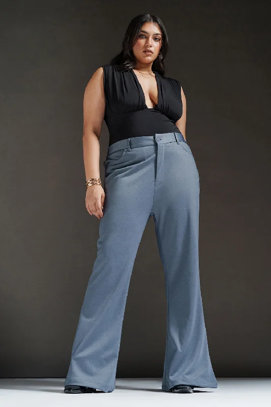 Comfortable Dresses Stellar Grey Curve Bootcut Korean Pants