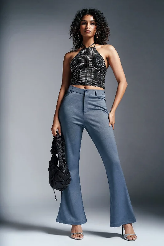Comfortable Design Storm Blue Bootcut Korean Pants