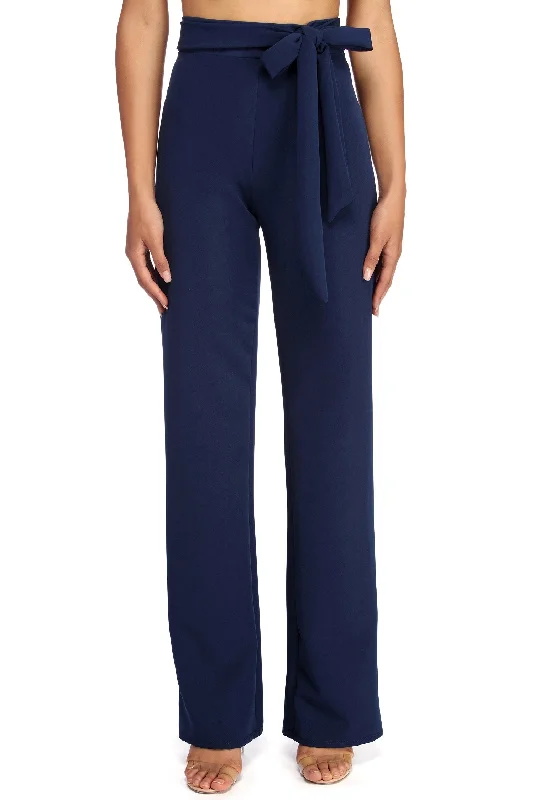 High Street Fashion Stylishly Sealed Tie Waist Pants