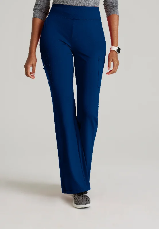 Playful Style Sprint Knit 7-Pocket High-Rise Flare Leg Scrub Pant