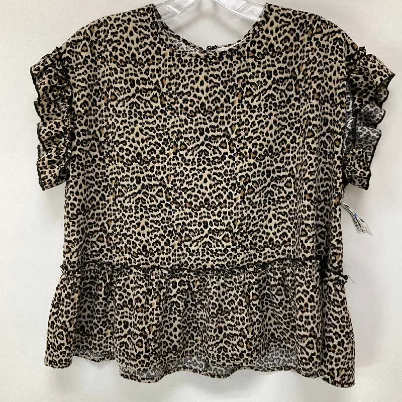 Easygoing Outfits Top Short Sleeve Basic By Thml In Leopard Print, Size: Xs