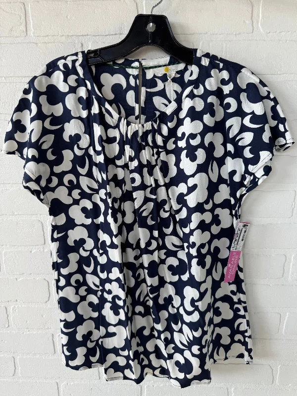 High-end Sense Top Short Sleeve By Boden In Blue & White, Size: M