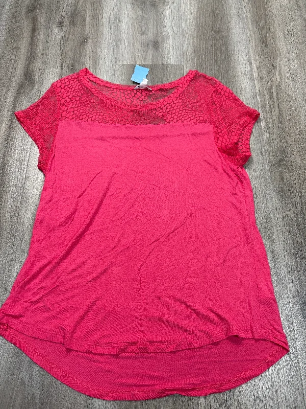Creative Prints Top Short Sleeve By Calvin Klein In Coral, Size: Xl