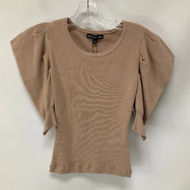 Effortless Elegance Top Short Sleeve By Cmc In Tan, Size: S