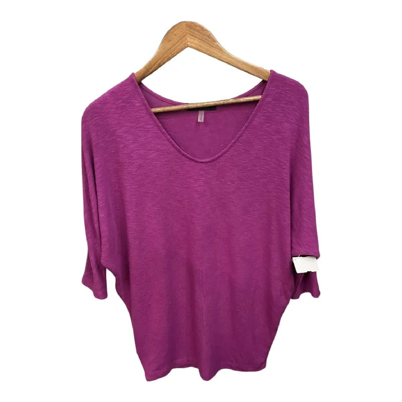 Classic Style Top Short Sleeve By Cme In Purple, Size: S