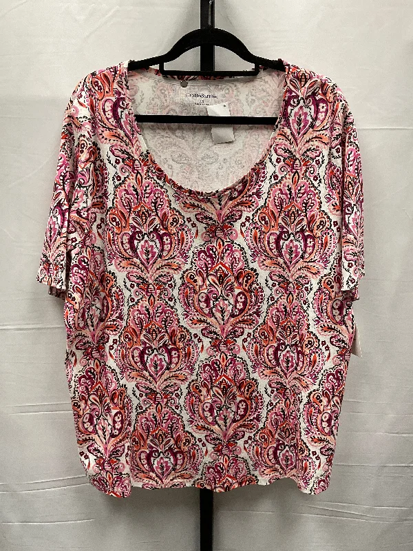 Exquisite Embroidery Top Short Sleeve By Croft And Barrow  Size: 3x