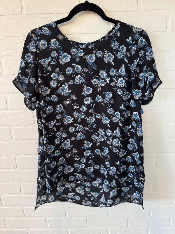 Romantic Data Top Short Sleeve By Dr2 In Black & Blue, Size: M