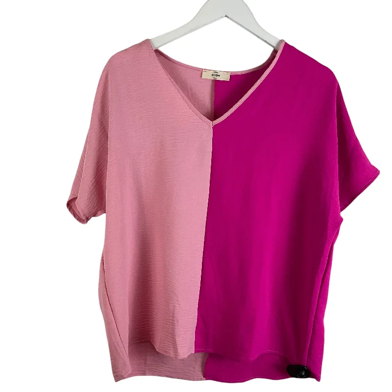 Minimalism Top Short Sleeve By Entro In Pink, Size: S
