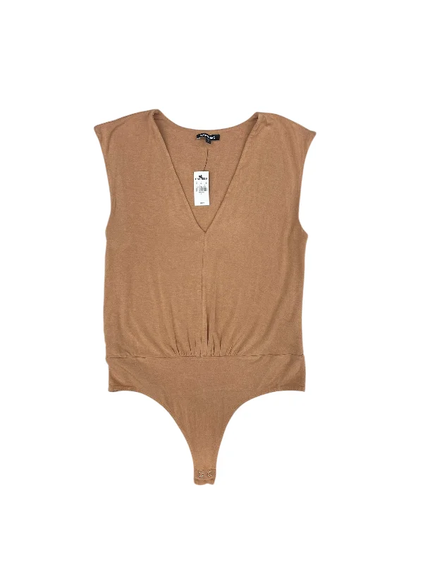 Cozy Street Style Top Short Sleeve By Express In Tan, Size: L