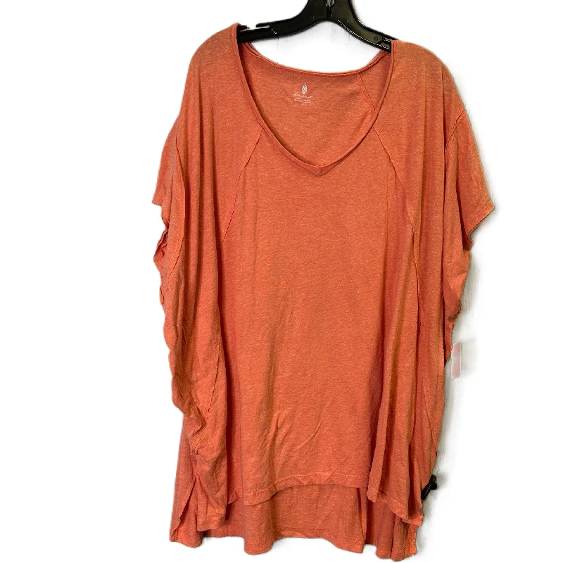 Exquisite Design Top Short Sleeve By Free People In Orange, Size: L