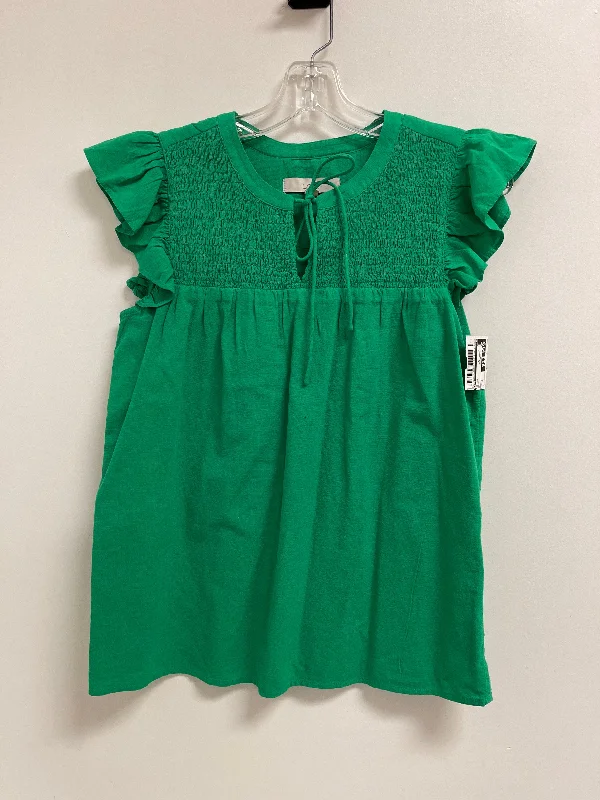 High-quality Fabrics Top Short Sleeve By Loft In Green, Size: Xs
