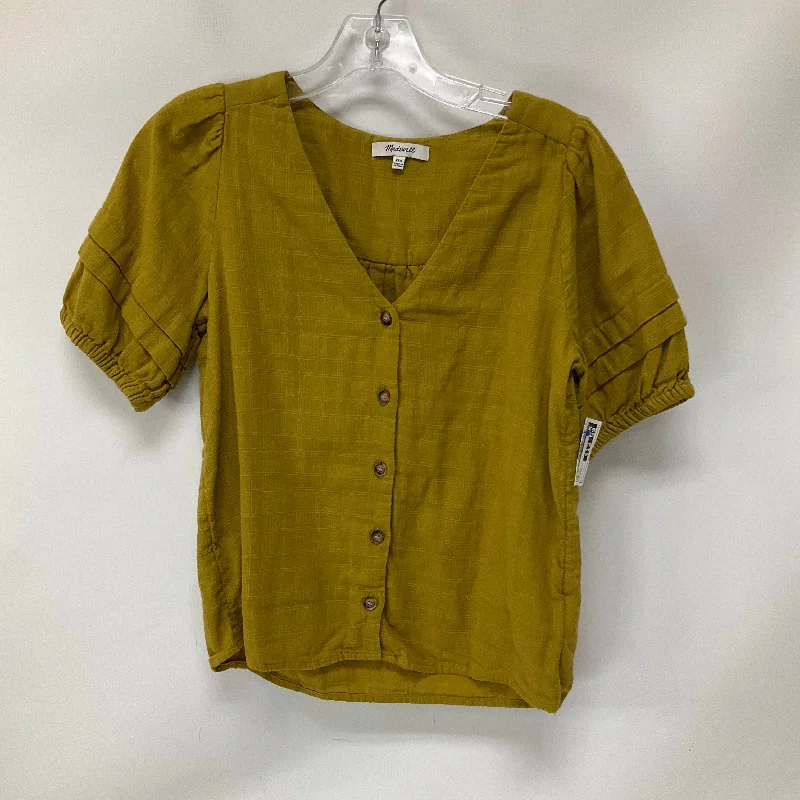 Street Fashion Top Short Sleeve By Madewell In Yellow, Size: Xxs