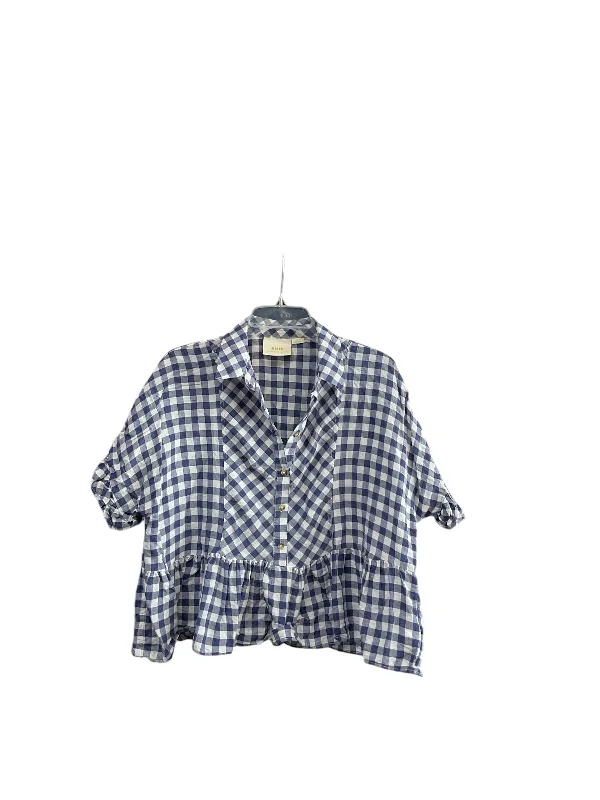 Weekend Comfort Wear Top Short Sleeve By Maeve In Blue & White, Size: S