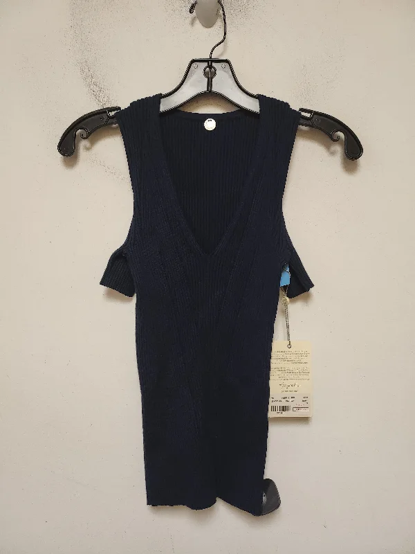 Slightly Flared Design Top Short Sleeve By Margaret Oleary In Blue, Size: S