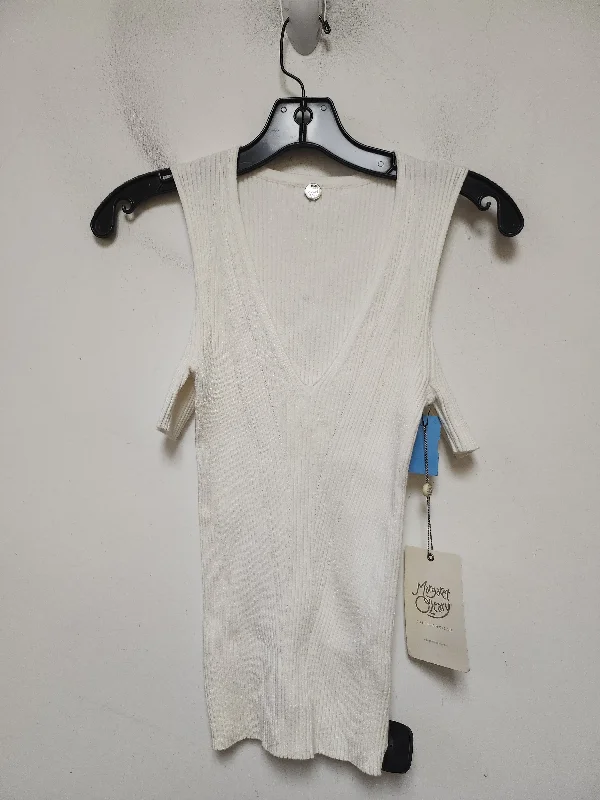 Luxury Temperament Top Short Sleeve By Margaret Oleary In Ivory, Size: S