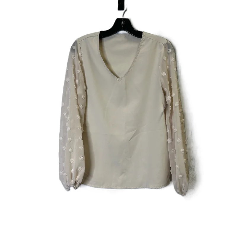Elegant Design Top Short Sleeve By Shein In Cream, Size: S