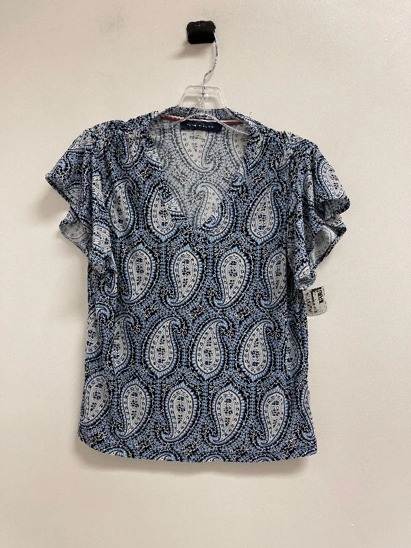 Elegant Style Top Short Sleeve By Tommy Hilfiger In Blue, Size: S