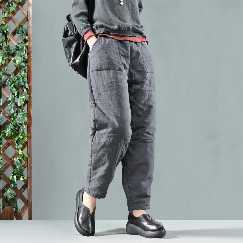 Comfortable Mind Vintage Winter Cotton Padded Warm Harem Pants