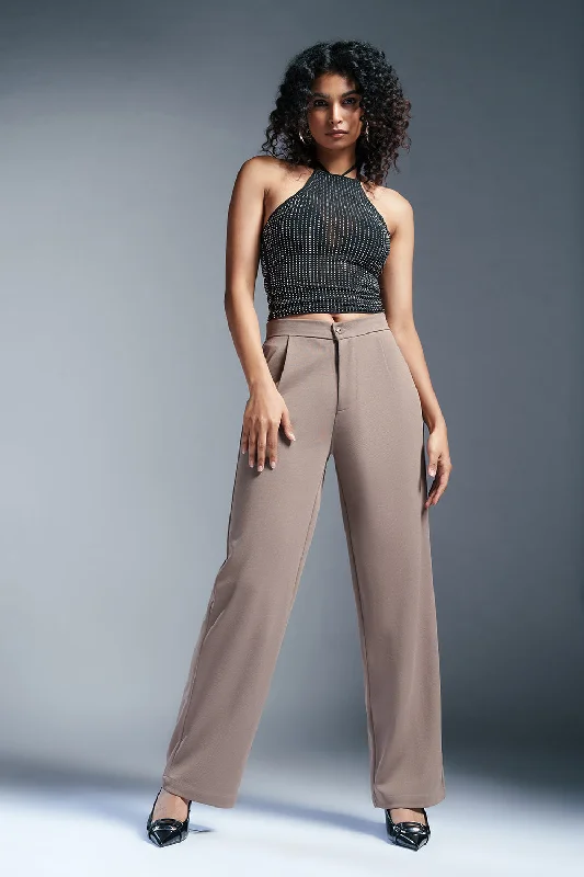 Boutique Recommendation Warm Greige Women's Textured Korean Pants