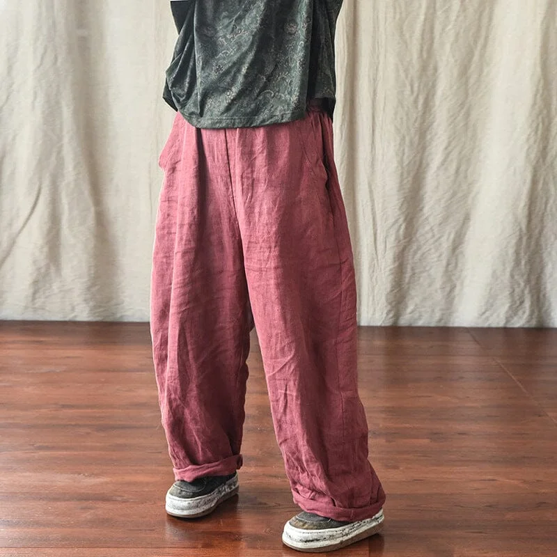 Easy Comfort Style Women Spring Loose Linen Pants Plus Size