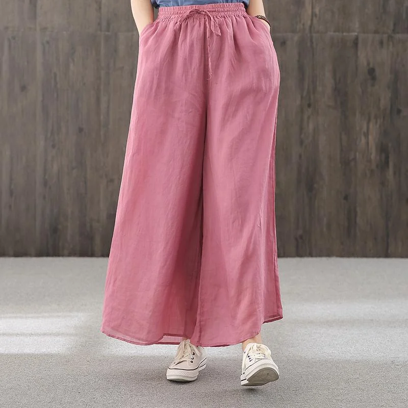Cozy Fit Women Summer Linen Wide Leg Pants