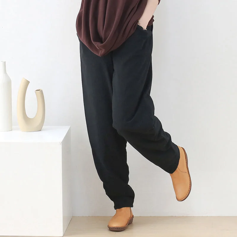 Relaxed And Casual Women Winter Cotton Linen Padding Pants