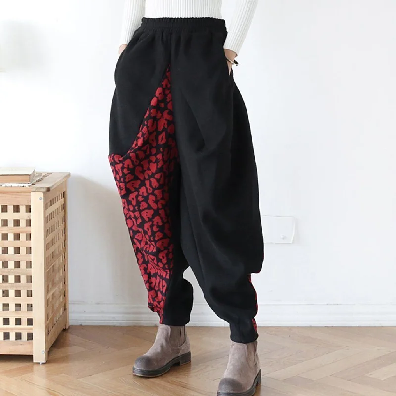 Light Layers Babakud Women Winter Woolen Retro Harem Pants