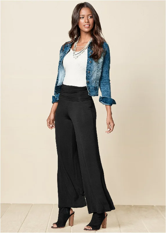 Breezy Outfits Easy Foldover Pants - Black