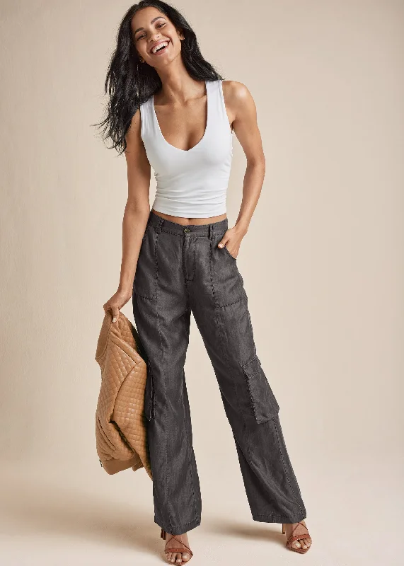 Sports And Leisure Chambray Cargo Pants  - Gray Heather