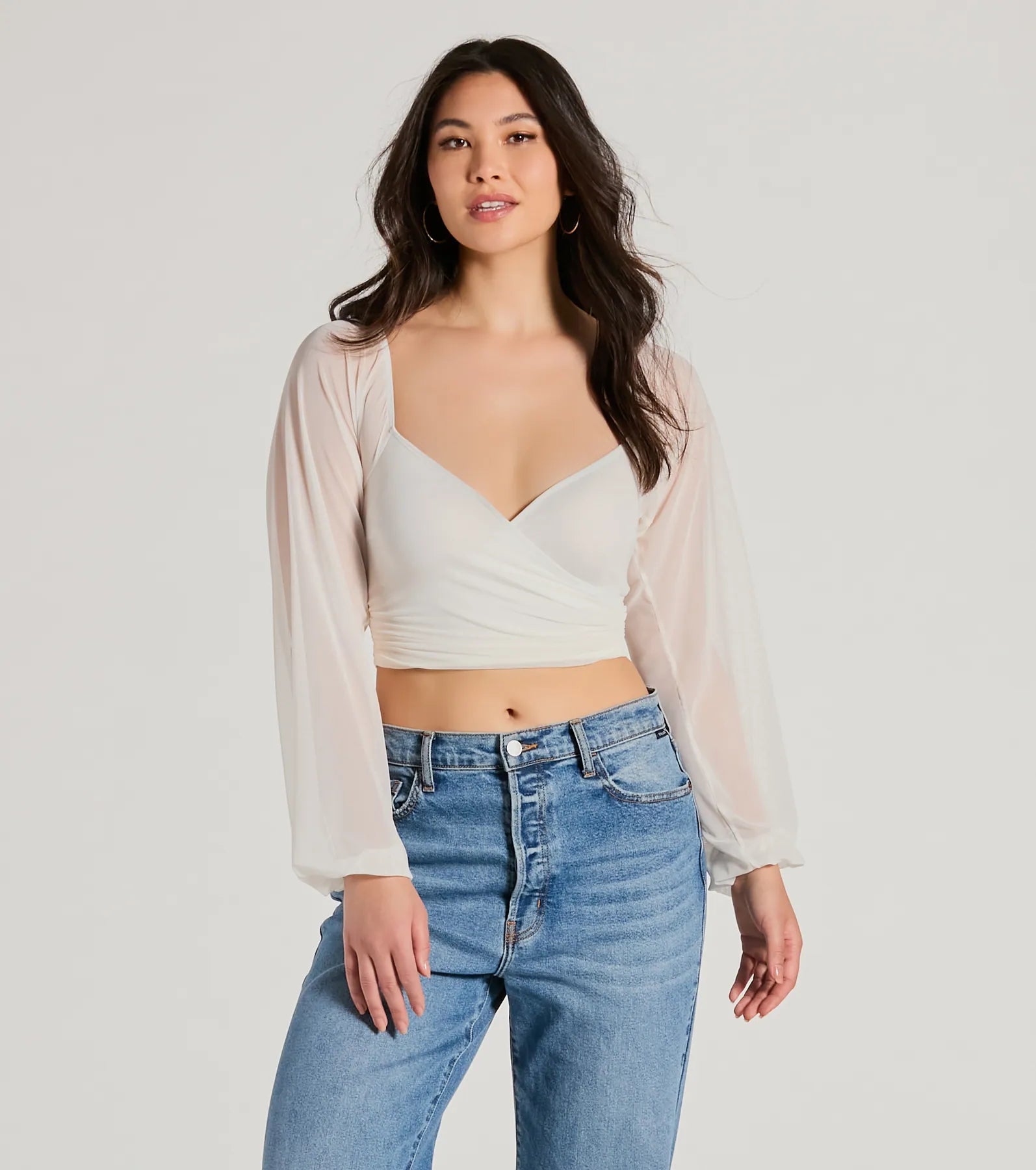 Fashion Classic Ahead Of The Trend Surplice V-Neck Crop Top