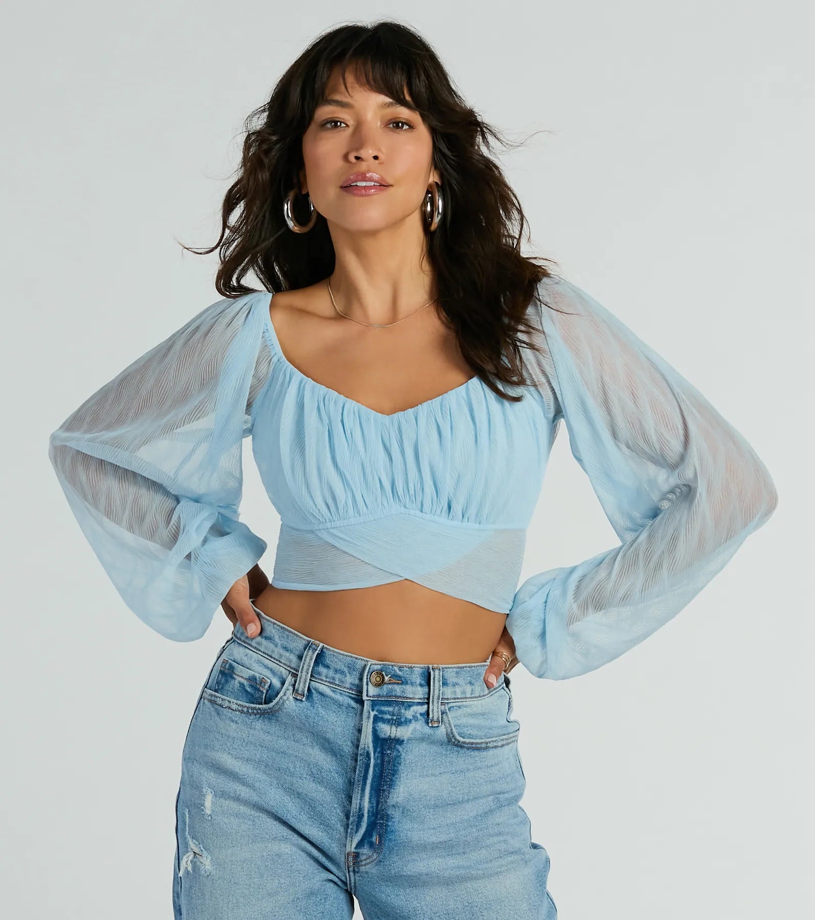 High-end Sense All This Grace Tie-Back Mesh Crop Top