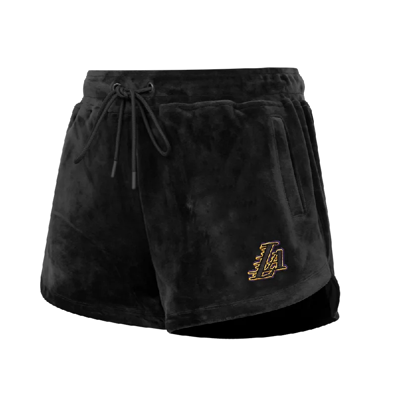 Printed Patterns NBA LOS ANGELES LAKERS CLASSIC WOMEN'S VELOUR SHORT (BLACK)