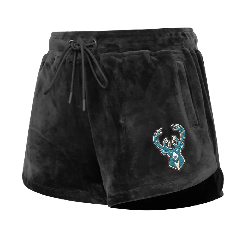 Personalized Design NBA MILWAUKEE BUCKS CLASSIC WOMEN'S VELOUR SHORT (BLACK)