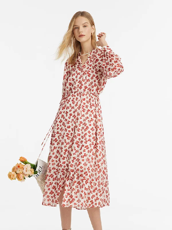 Modern City Bowknot Print Women Midi Dress