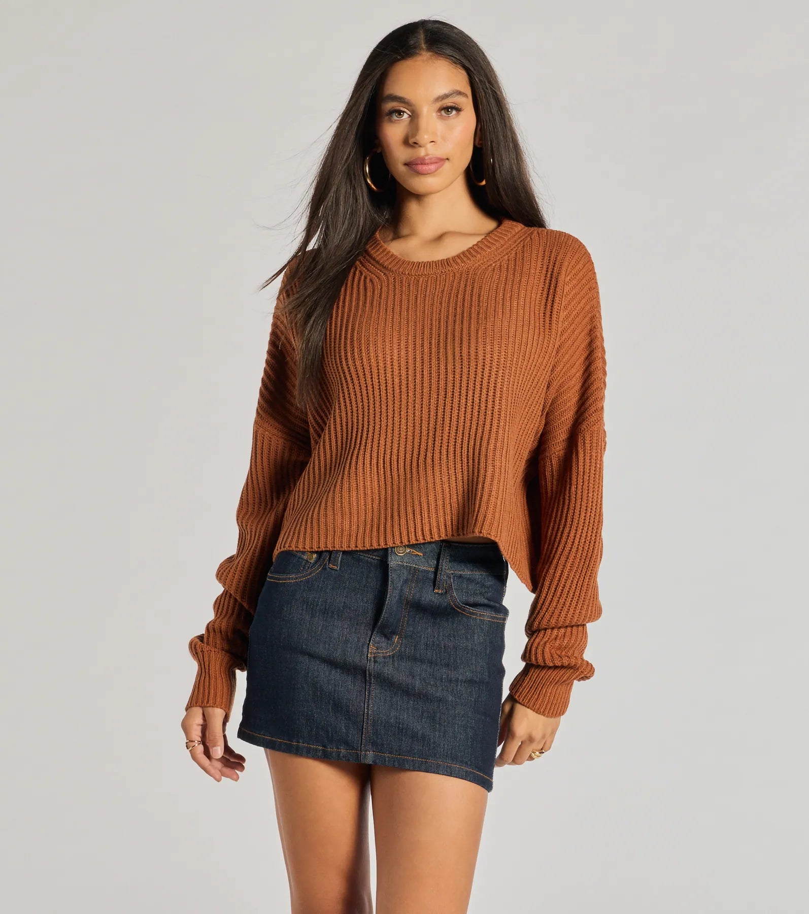 Minimalism Chic Crew Ribbed Knit Sweater