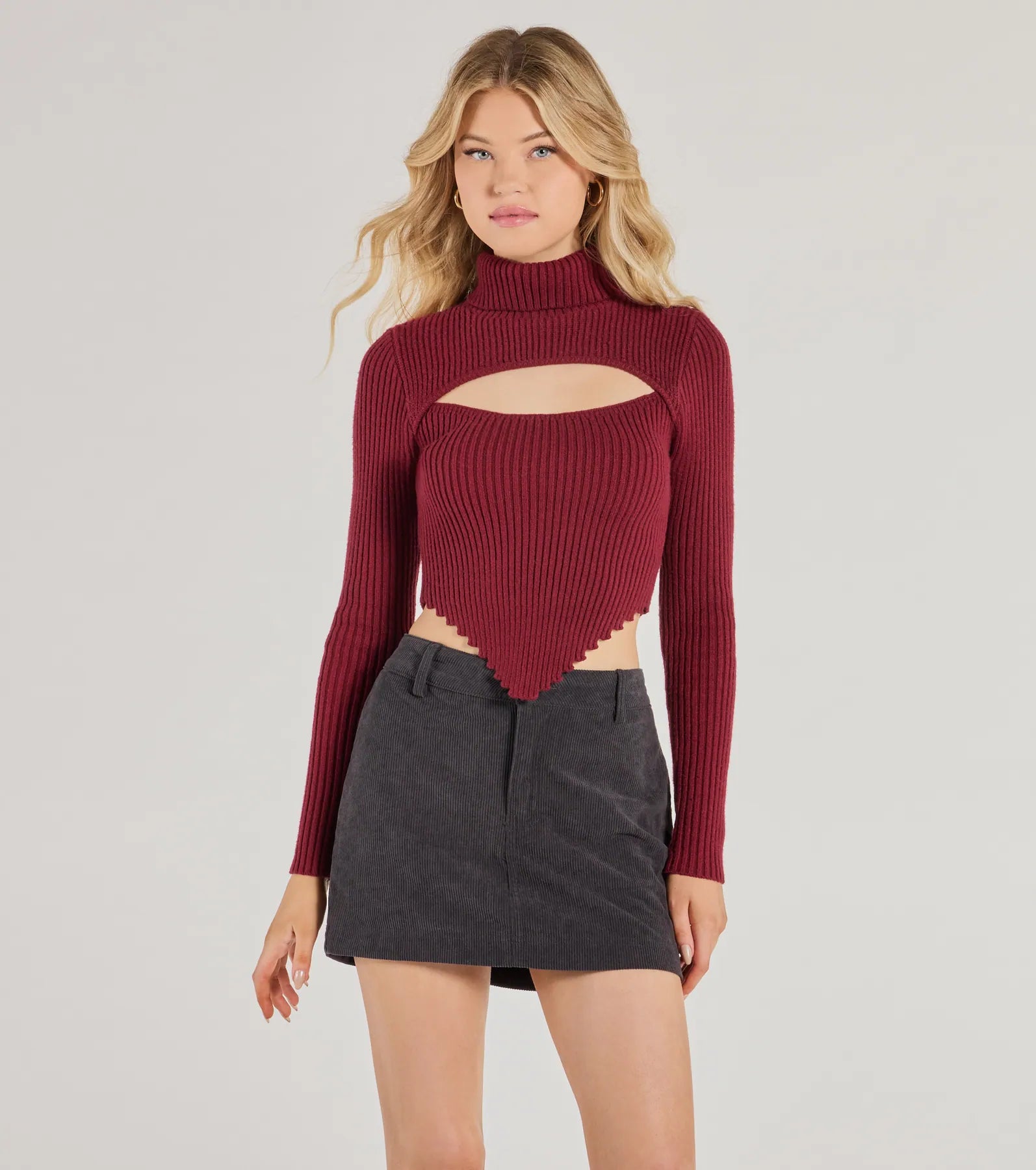 Minimal Style Chic Muse Ribbed Knit Cutout Crop Top